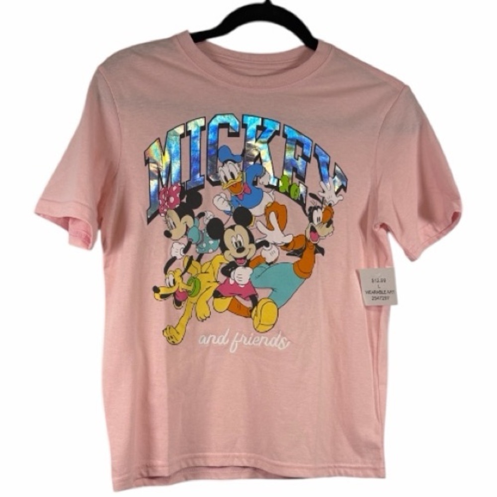 NWT Mickey and Friends Pink Kids T-Shirt Size Youth Large